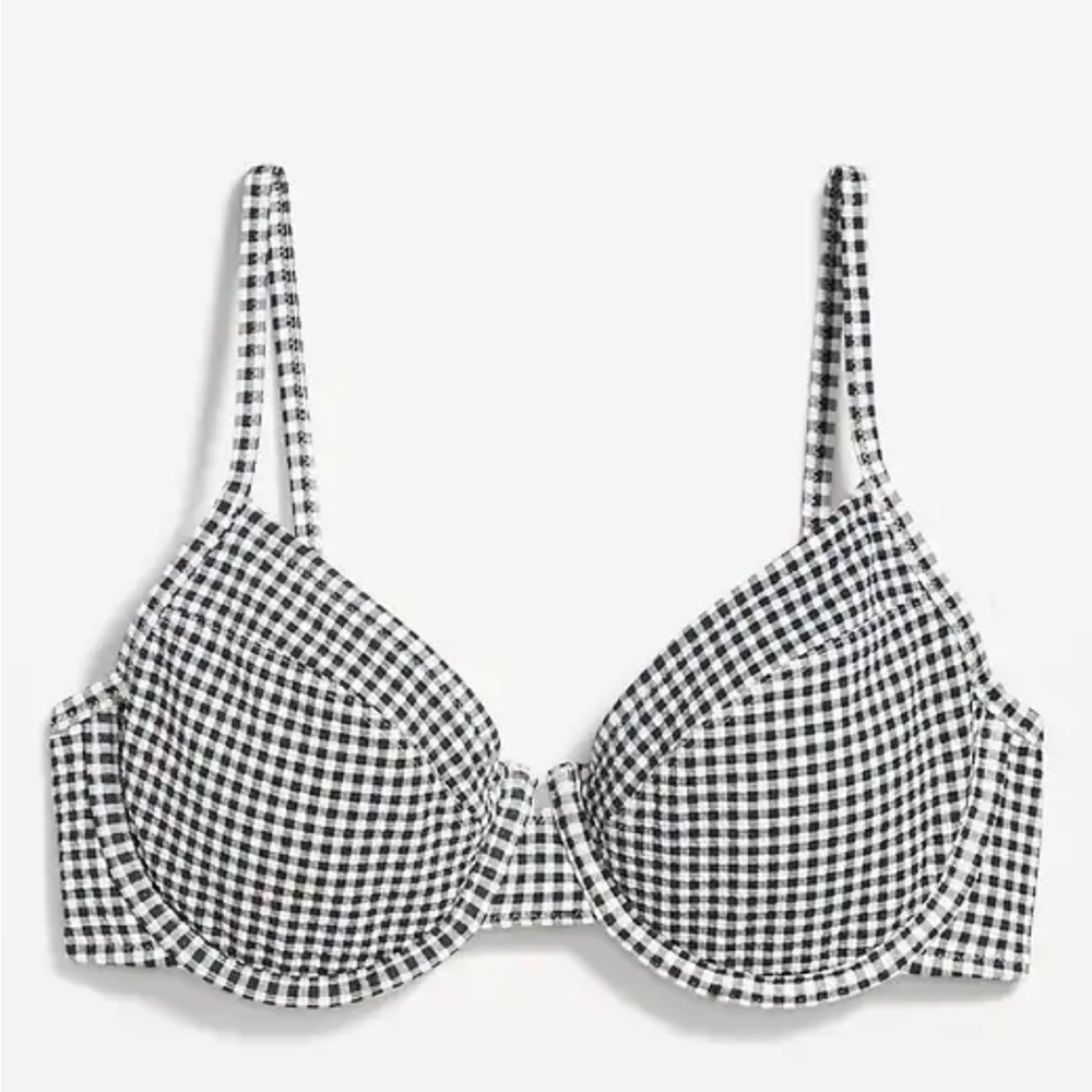 Old Navy Black & White Gingham Bikini Top